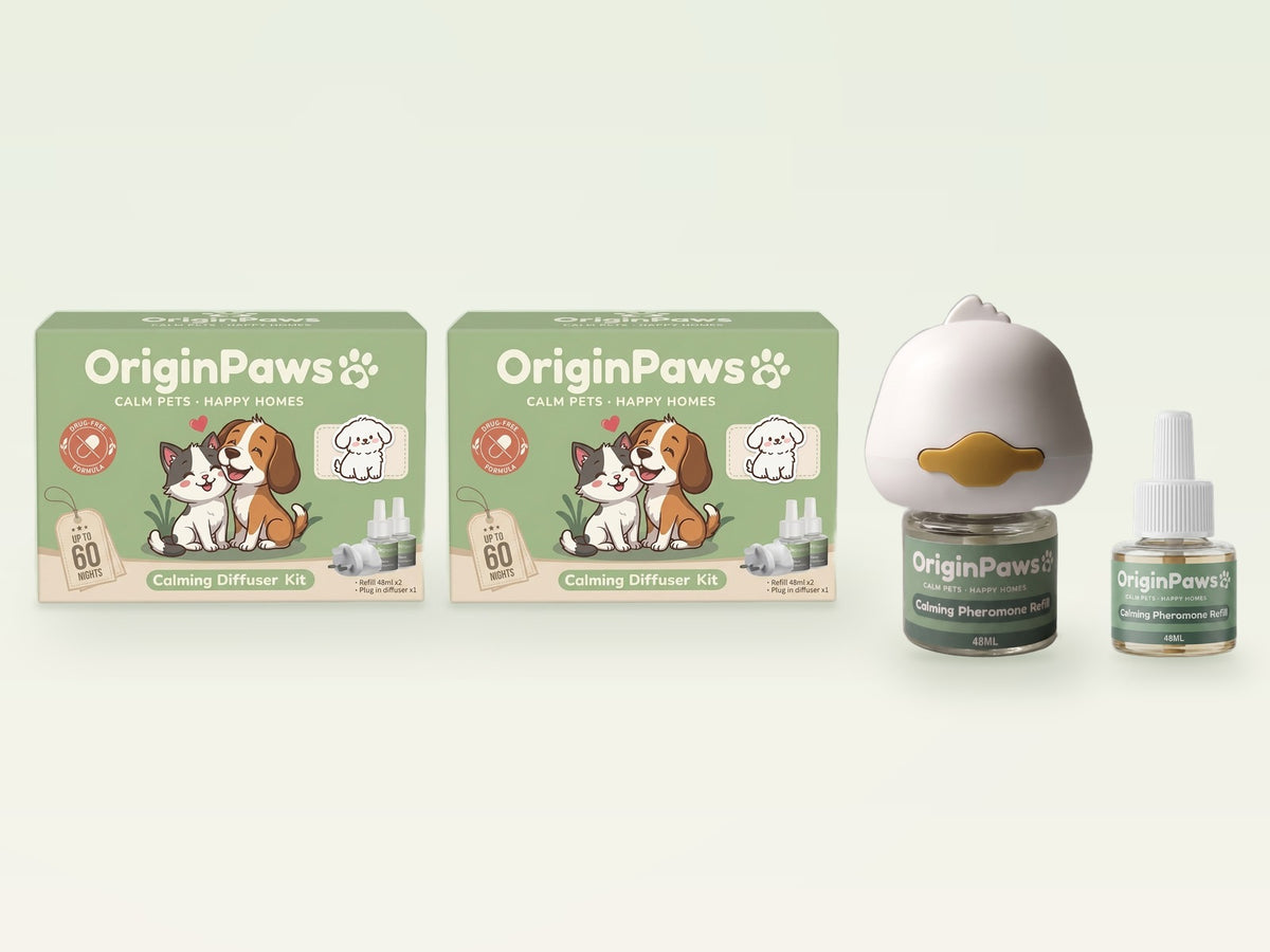 OriginPaws Dog 2-Room Bundle: two kit boxes with plug-in diffuser and spare refill