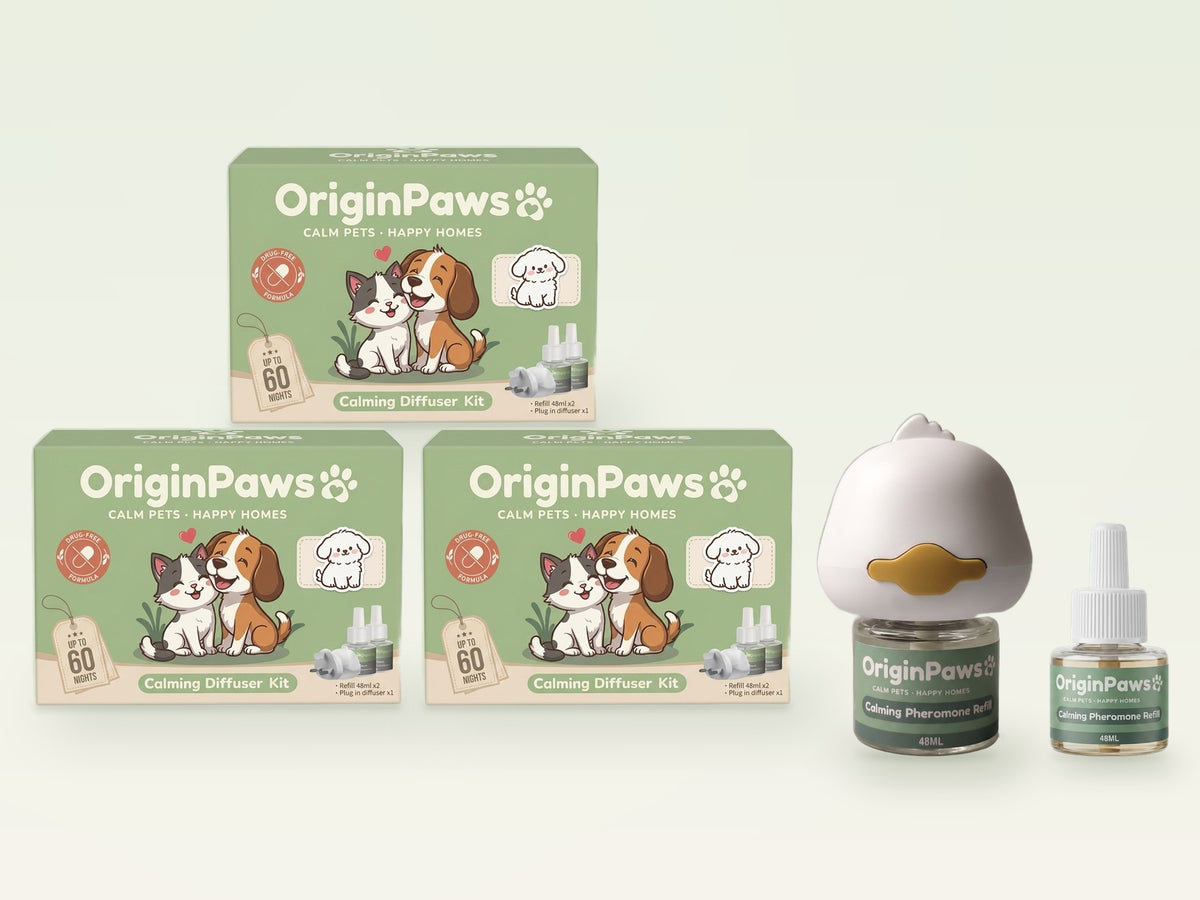 OriginPaws Dog 3-Room Bundle: three kit boxes with plug-in diffuser and spare refill